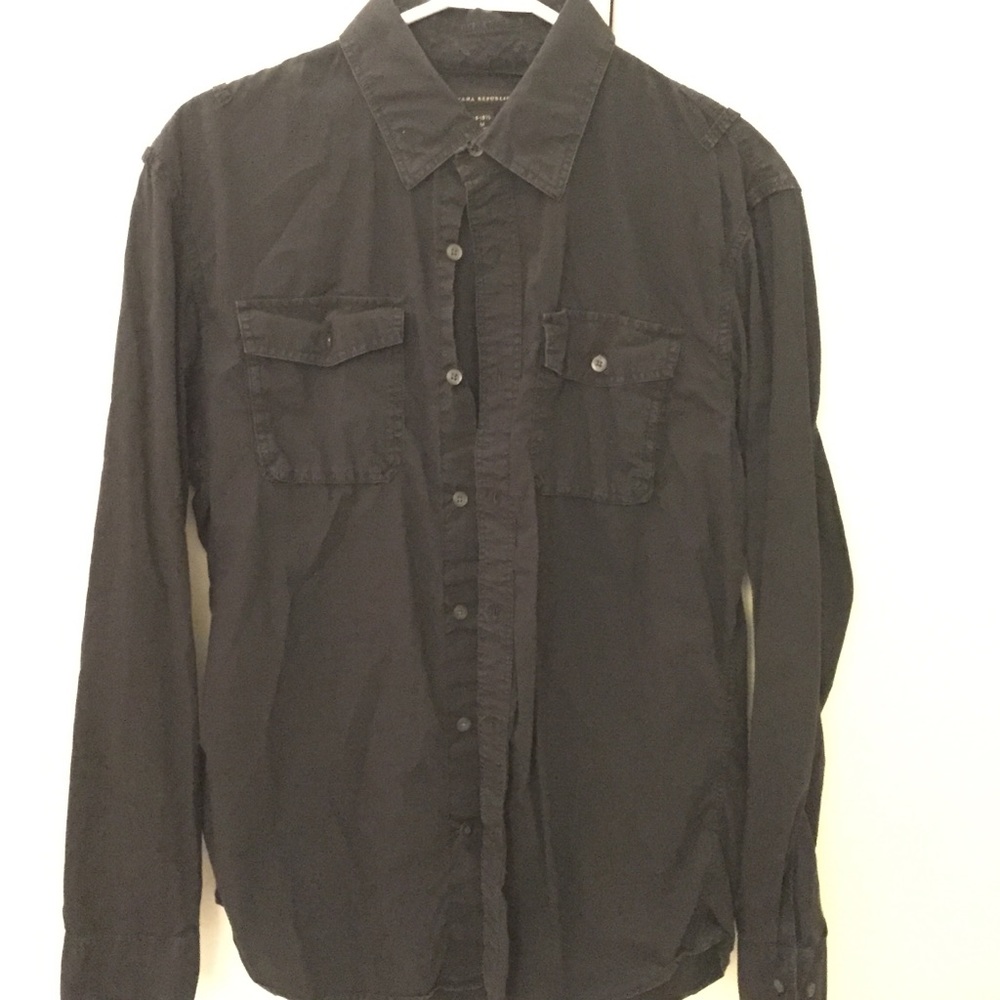 Navy blue utility button down shirt